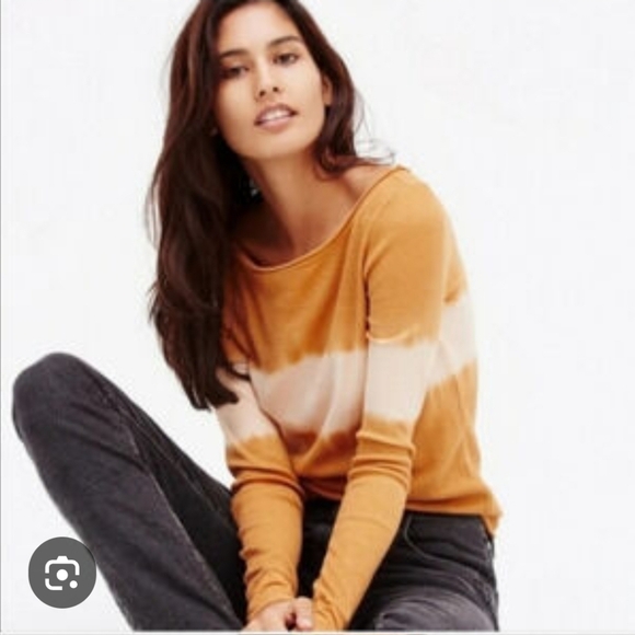 Free People Tops - Free People Tan and White Ombre Long Sleeve‎ Top, Small Size